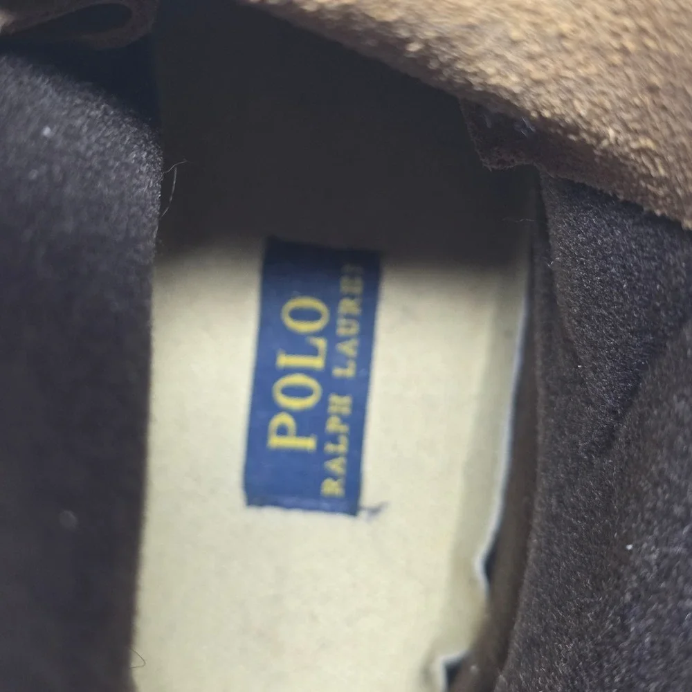 Polo Ralph Lauren Duck Boots Mens Sz 6 Ewan Leather Rubber Shell Brown Tan Boots